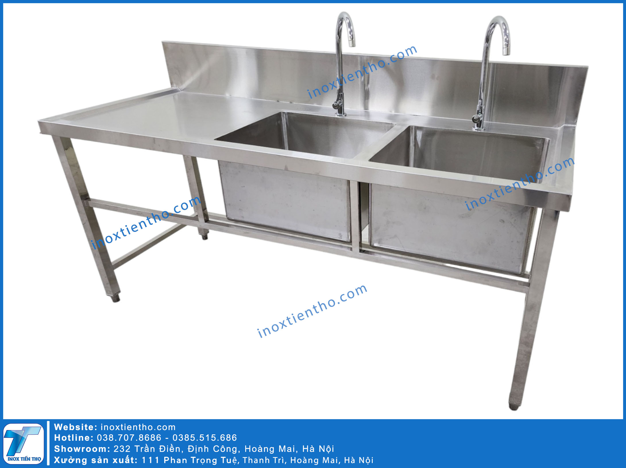 chạu rửa 2 hố bàn lêch trái